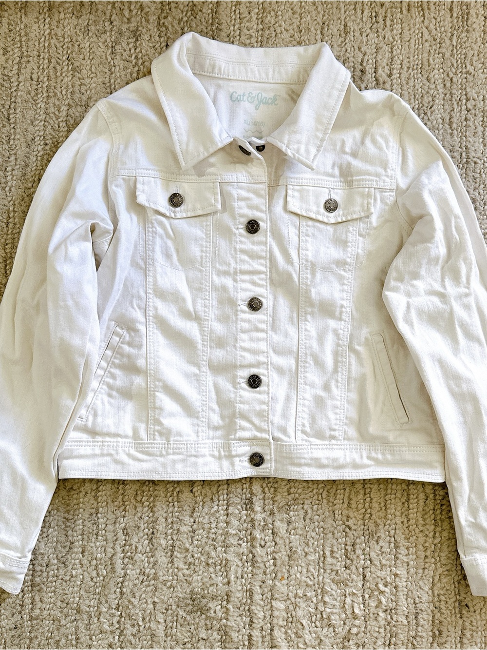 Cat & Jack Denim White Jacket Kids XL 14/16